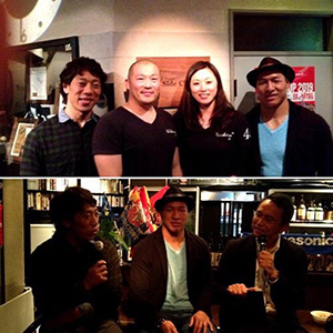 2012年11月23日の「ノーサイドライブ」。三宅敬さんと霜村誠一さんの鉄板コンビをゲストにお招きしたときの写真。